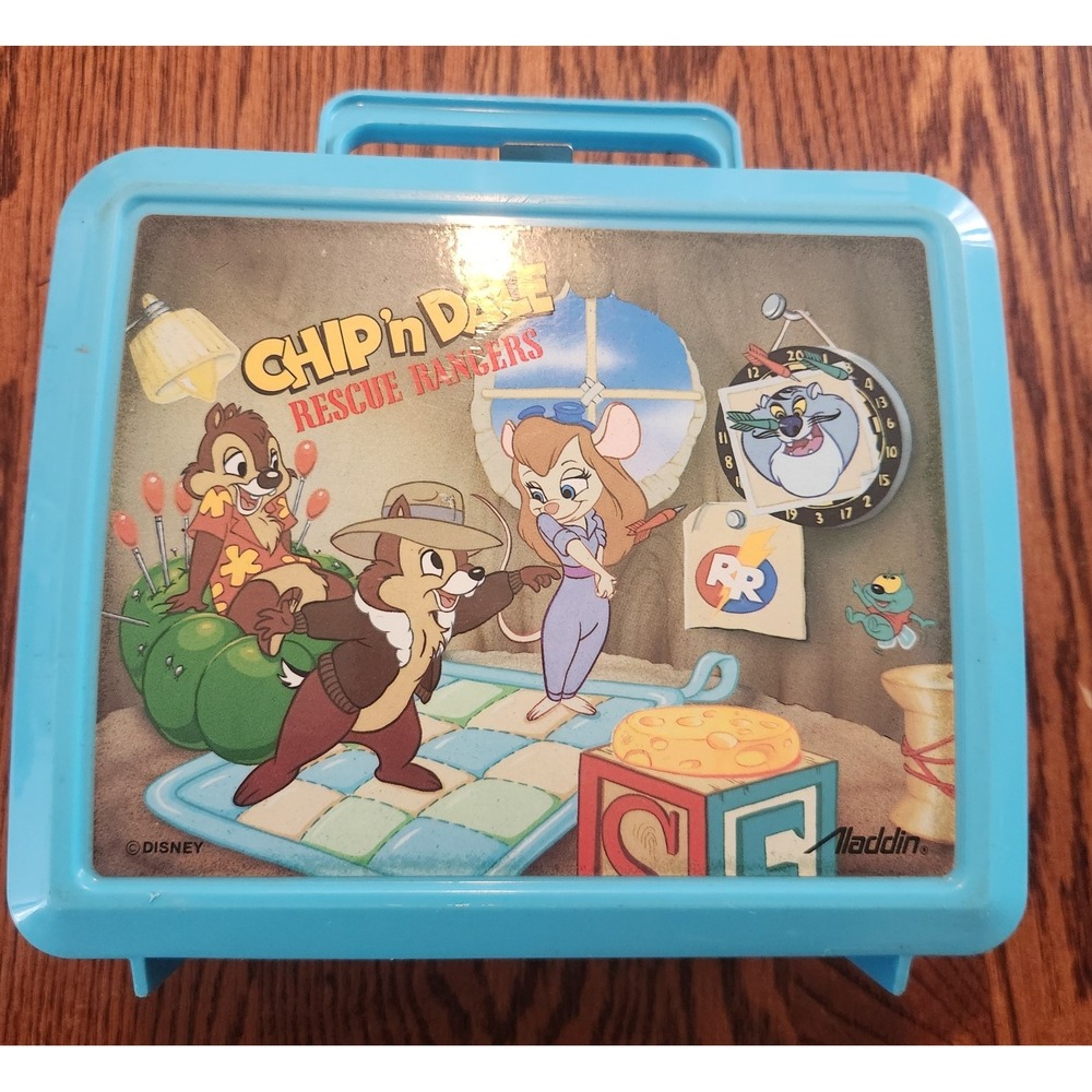Vintage Plastic Chip N Dale Rescue Rangers Aladdin Lunch Box Disney‎